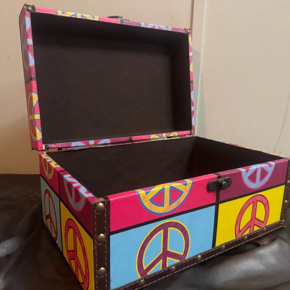 Colorful Peace Sign Storage Box - Picture 1 of 10